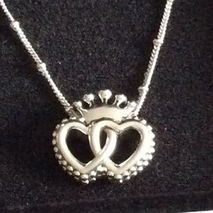 Brand new Pandora double heart Princess necklace